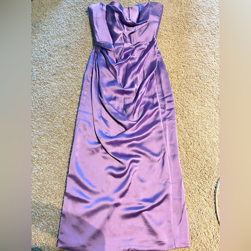 House of CB Santana Lavender Satin Strapless Dress